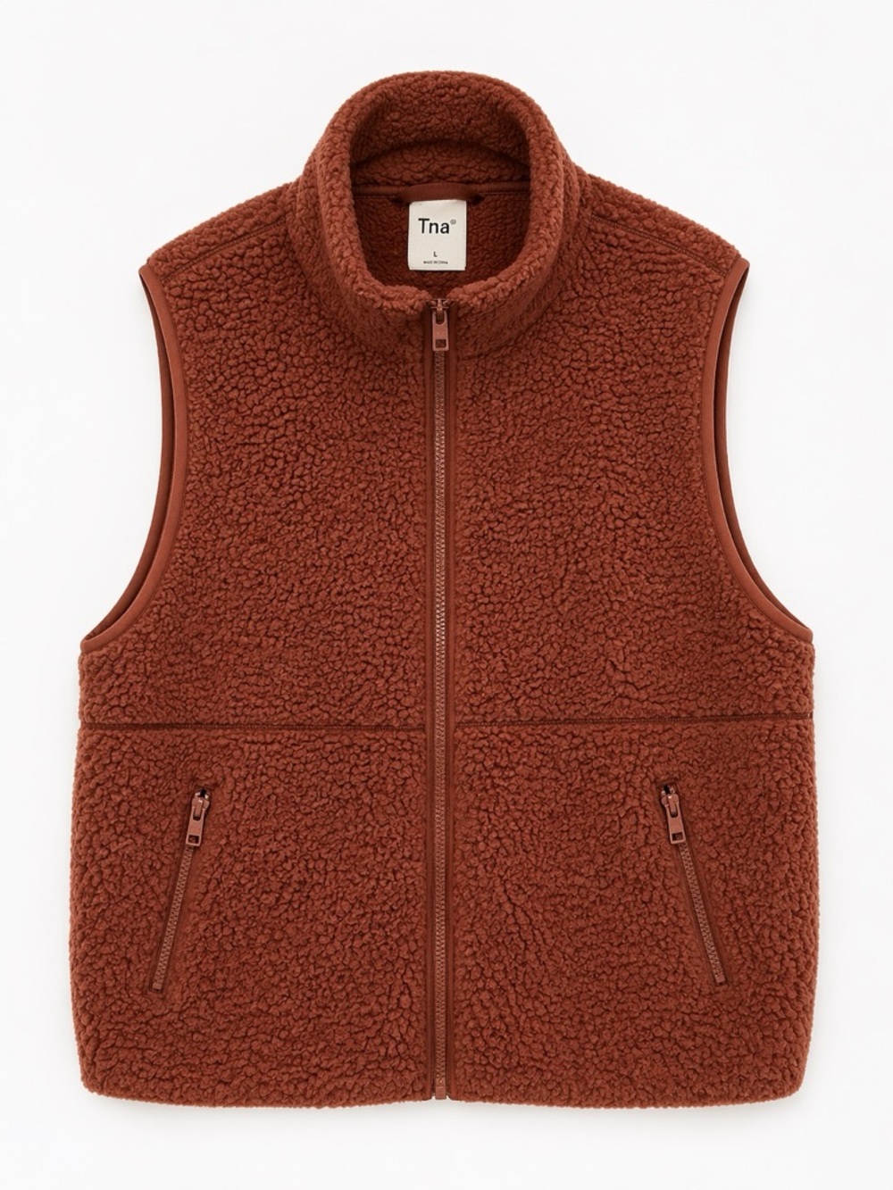 TNA Burnt Orange Sherpa Zip Vest